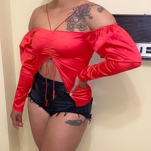 Red Satin Top